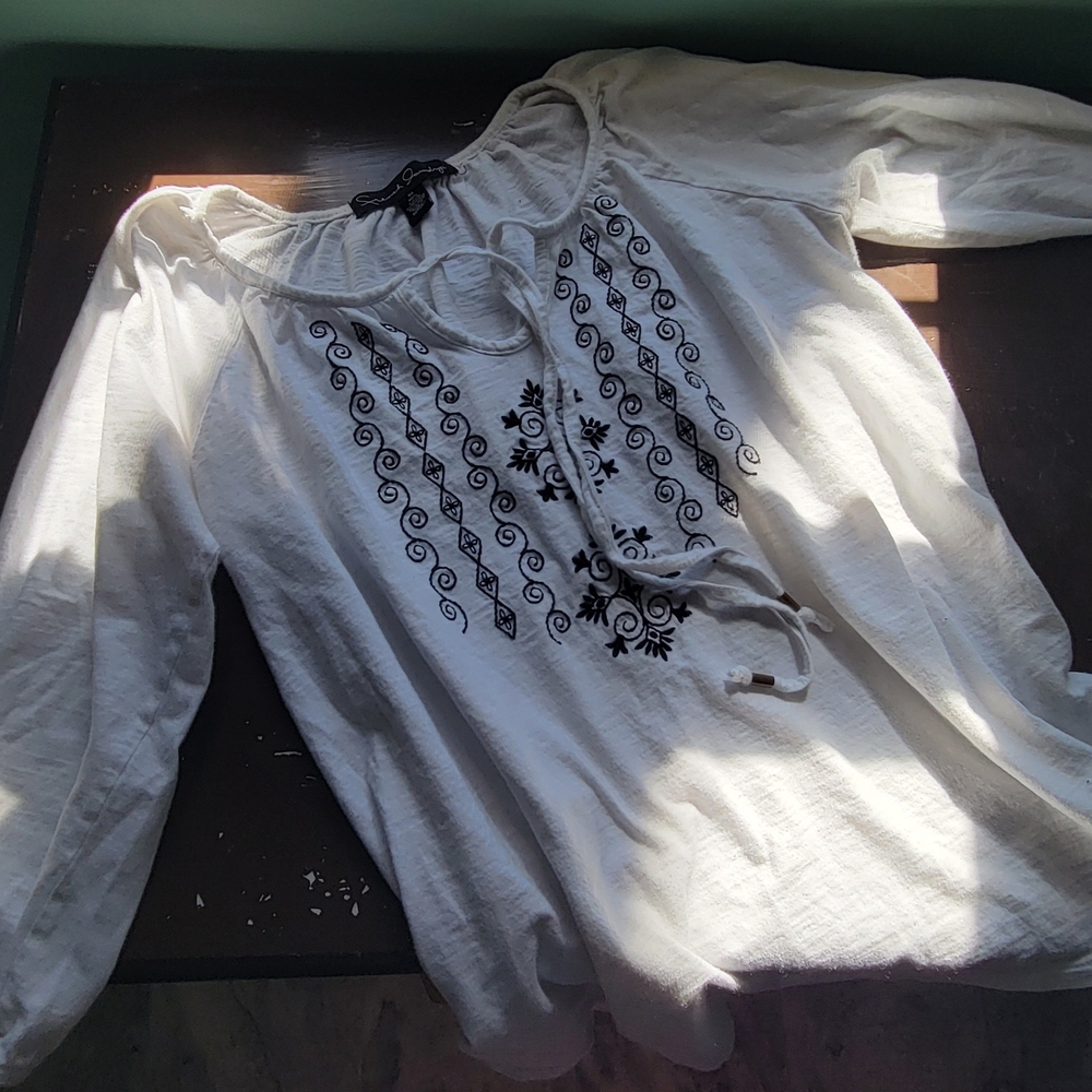 White Embroidered Women's Top